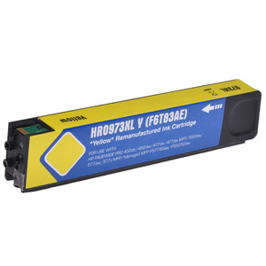 Hewlett Packard Yellow Inkjet Cartridge Equivalent to HP 973X, This product works with firmware versions 2313A, Remanufactured, 7,000 Yield, Packaged for use in Hewlett Packard