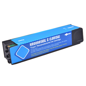 Hewlett Packard Cyan Inkjet Cartridge Equivalent to HP 981Y, This product works with firmware versions UP TO but NOT including 001.2228B, 16,000 Yield - Remanufactured, This product works with firmware versions 2506116_037327, Packaged for use in Hewlett Packard
