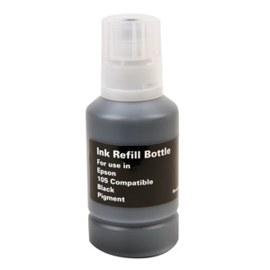 Epson Black Ink Bottle Equivalent to 105, New Build, 8,000 Yield, Packaged for use in Epson