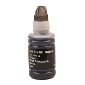 Epson Black Ink Bottle Equivalent to T664, New Build, 5,500 Yield, Packaged for use in Epson