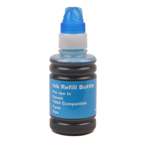 Epson Cyan Ink Bottle Equivalent to T664, New Build, 9,000 Yield, Packaged for use in Epson