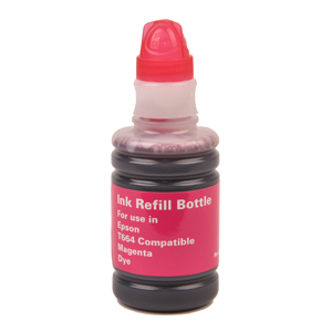 Epson Magenta Ink Bottle Equivalent to T664, New Build, 9,000 Yield, Packaged for use in Epson