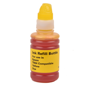 Epson Yellow Ink Bottle Equivalent to T664, New Build, 9,000 Yield, Packaged for use in Epson